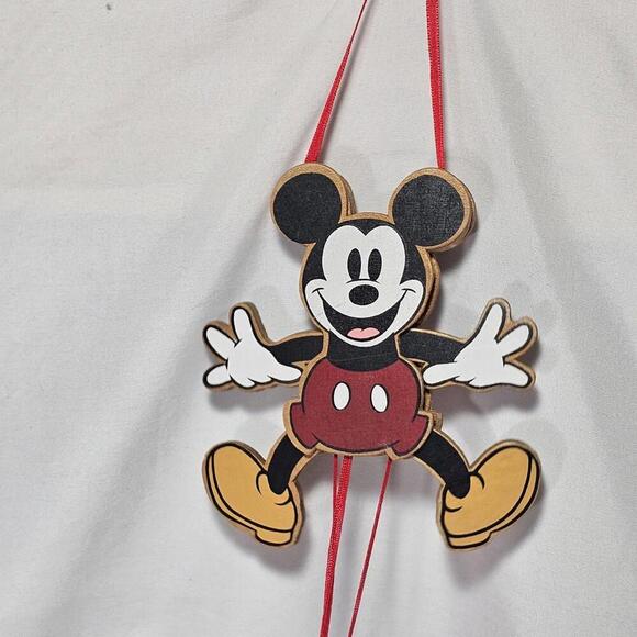1990 DISNEY MICKEY MOUSE MARIONETTE PULL STRING ORNAMENT WOOD VINTAGE - Picture 9 of 11